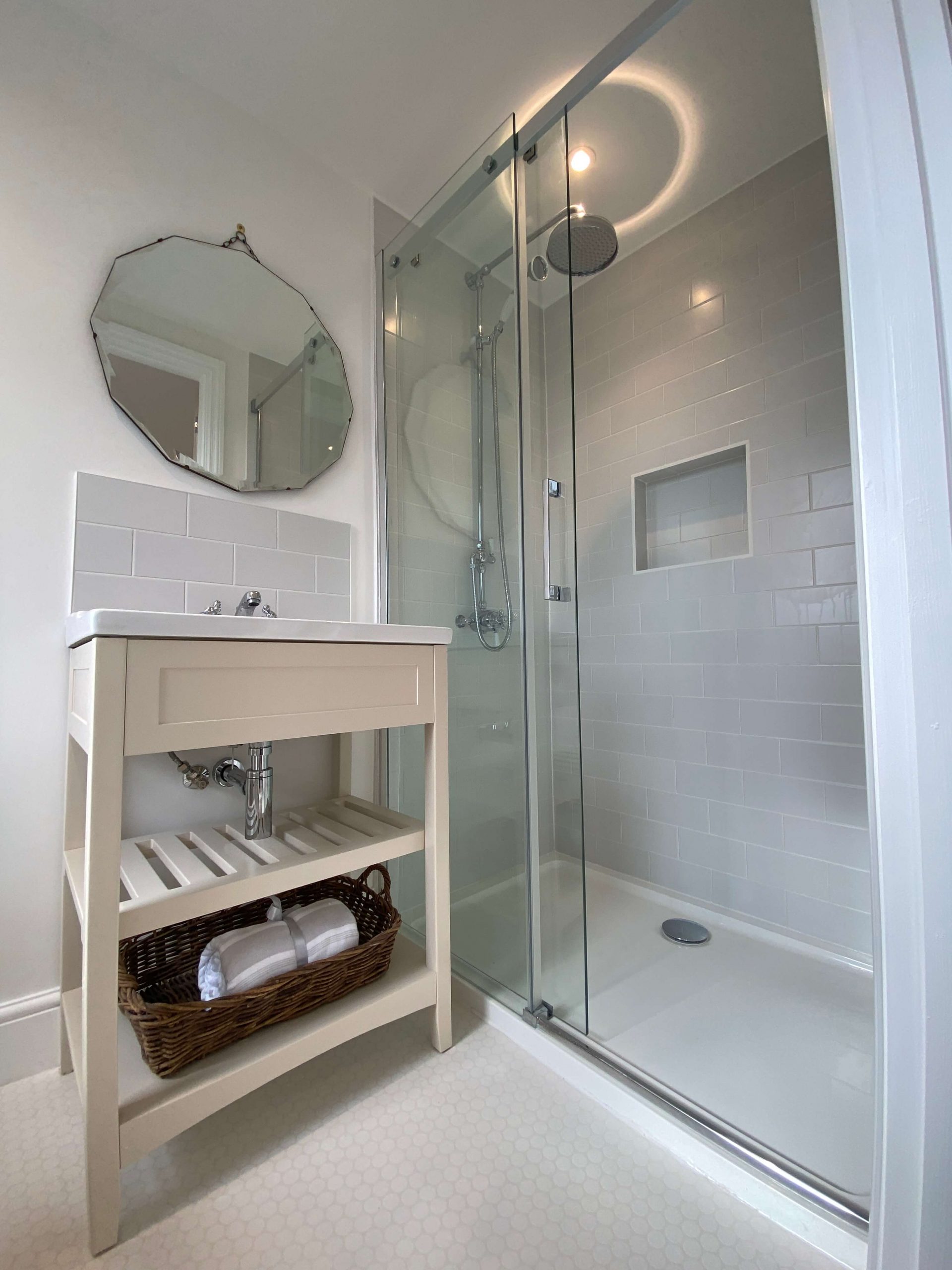 Grey and white bathroom